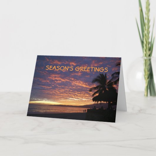 Buceriasのビーチのクリスマスカード シーズンカード (正面)