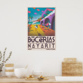 Bucerías Beach Print Modern Coastal Art - Palm ポスター (キッチン)