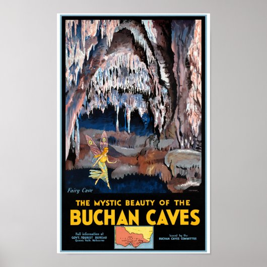 Buchan Caves Australia Vintage Poster ポスター (正面)