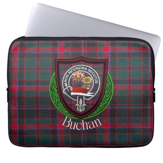 Buchan Scottish Clan Tartan and Crest ラップトップスリーブ (正面)