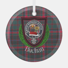 Buchan Scottish Clan Tartan & Crest ガラスオーナメント