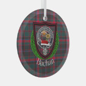 Buchan Scottish Clan Tartan & Crest ガラスオーナメント (正面右)