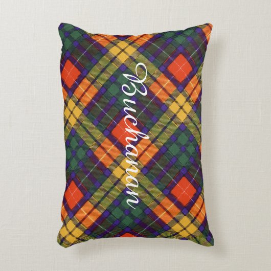 Buchanan家族の一族の格子縞のスコットランドのキルトのタータンチェック アクセントクッション (正面(垂直))