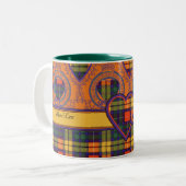 Buchanan家族の一族の格子縞のスコットランドのキルトのタータンチェック ツートーンマグカップ (正面左)