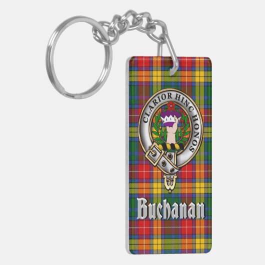 Buchanan Clan Badge/Tartan Rectangle キーホルダー (正面左)