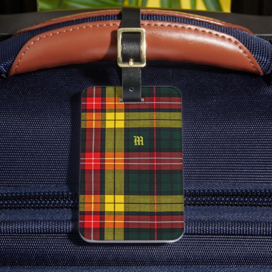 Buchanan Clan Plaid Scottish Pattern Monogram ラゲッジタグ (正面インサイチュ2)
