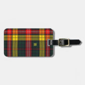 Buchanan Clan Plaid Scottish Pattern Monogram ラゲッジタグ (正面横)