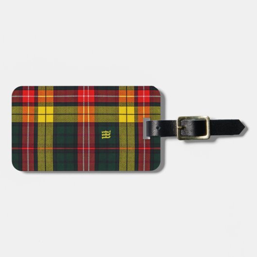 Buchanan Clan Plaid Scottish Pattern Monogram ラゲッジタグ (正面横)