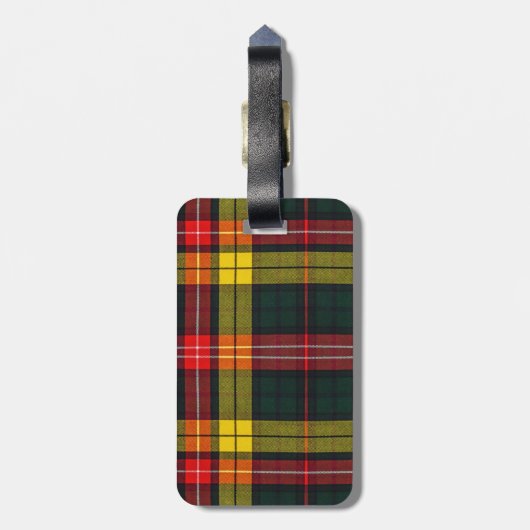 Buchanan Clan Plaid Scottish Pattern Monogram ラゲッジタグ (裏面縦)