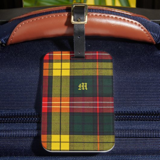 Buchanan Clan Plaid Scottish Pattern Monogram ラゲッジタグ (正面インサイチュ2)