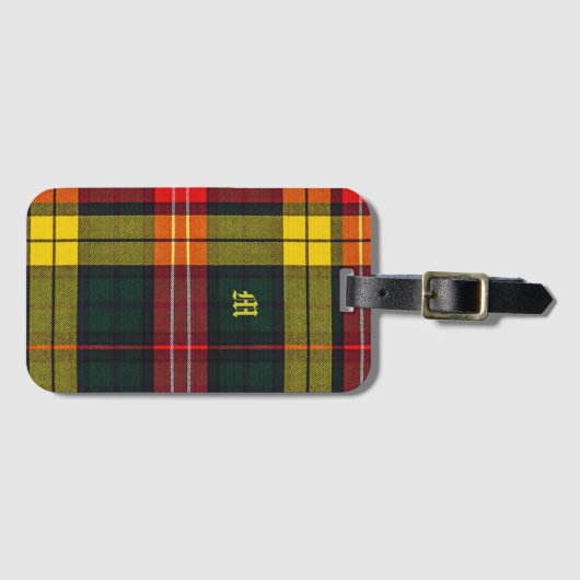 Buchanan Clan Plaid Scottish Pattern Monogram ラゲッジタグ (正面横)