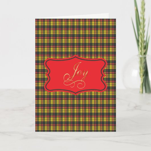 Buchanan Scottish Tartan Joy Christmas シーズンカード (正面)