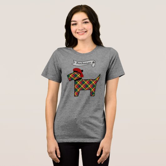 Buchanan Tartan Scottie Dog Personalized トライブレンドTシャツ (正面全面)