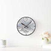 Bucharest Clock City Line Art ラウンド壁時計 (ホーム)