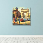 Bucharest Romania Triumphal Arch Vintage Canvas Pr キャンバスプリント (インサイチュ (ウッドフロア))