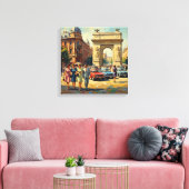 Bucharest Romania Triumphal Arch Vintage Canvas Pr キャンバスプリント (インサイチュ (リビング))