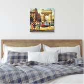 Bucharest Romania Triumphal Arch Vintage Canvas Pr キャンバスプリント (インサイチュ (寝室))