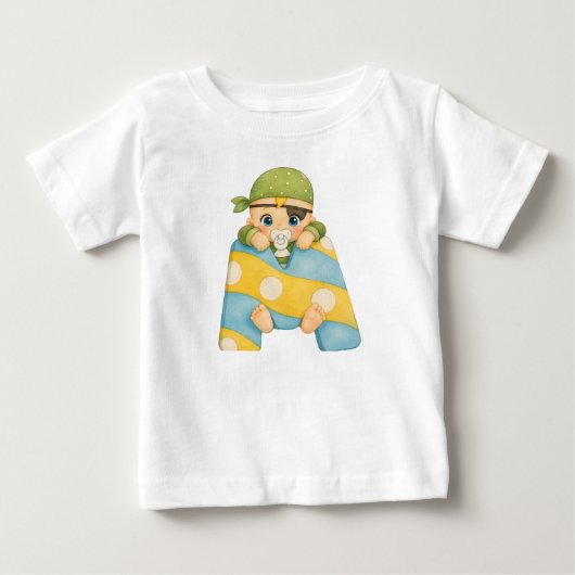 Buchstabe M - Baby im bunten Patchwork-Schal ベビーTシャツ (正面)