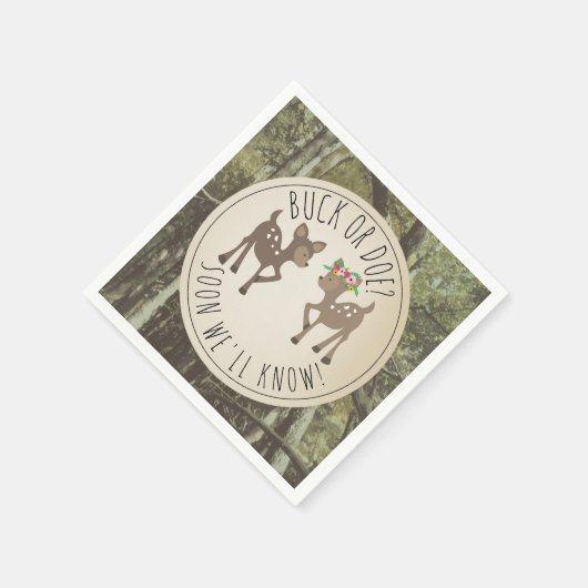 BuckまたはDoe迷彩柄ベビー性別によるパーティーの表示 スタンダードカクテルナプキン (角)