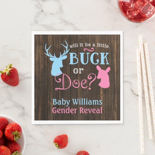BuckまたはDoe Genderがパーティーの赤ちゃんシャワーを明らかにする スタンダードランチョンナプキン (インサイチュ)