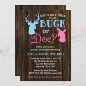 BuckまたはDoe Genderがパーティーの赤ちゃんシャワーを明らかにする 招待状 (正面/裏面)