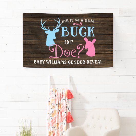 BuckまたはDoe Genderがパーティーの赤ちゃんシャワーを明らかにする 横断幕 (インサイチュ)