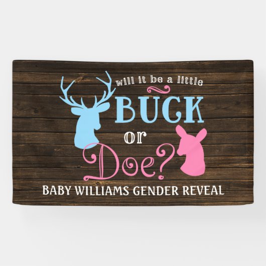 BuckまたはDoe Genderがパーティーの赤ちゃんシャワーを明らかにする 横断幕 (横)