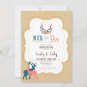 BuckまたはDoe Gender明らかにするパーティー赤ちゃんシャワーInvita 招待状 (正面)
