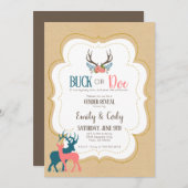 BuckまたはDoe Gender明らかにするパーティー赤ちゃんシャワーInvita 招待状 (正面/裏面)
