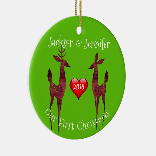 BuckモダンとDoeの初めてのクリスマス セラミックオーナメント (右)