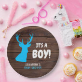Buck 素朴 Deer Wood IT'S A BOY Baby Shower紙 ペーパープレート (パーティー)