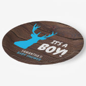 Buck 素朴 Deer Wood IT'S A BOY Baby Shower紙 ペーパープレート (アングル)