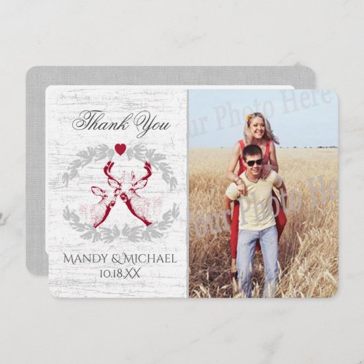 Buck and Doe樺の木写真ありがとう サンキューカード (正面/裏面)