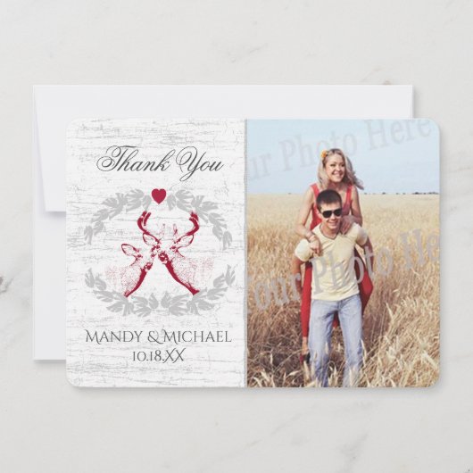 Buck and Doe樺の木写真ありがとう サンキューカード (正面)