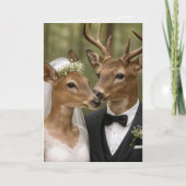 Buck and Doe Deer Wedding In Forest カード (正面)
