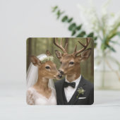 Buck and Doe Deer Wedding In Forest 招待状 (スタンド正面)