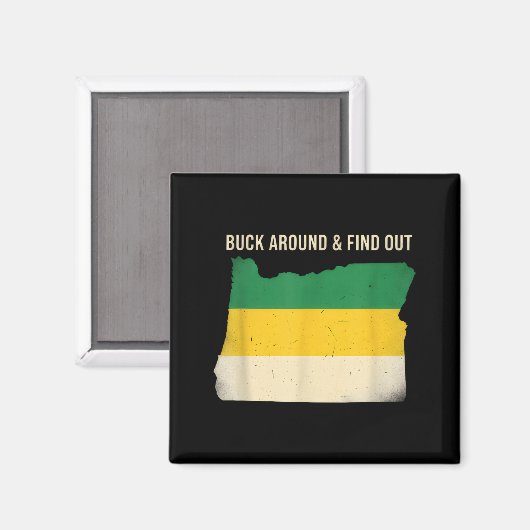 Buck Around Oregon Map Funny Wildlife Adventure Vi マグネット (正面/裏面)