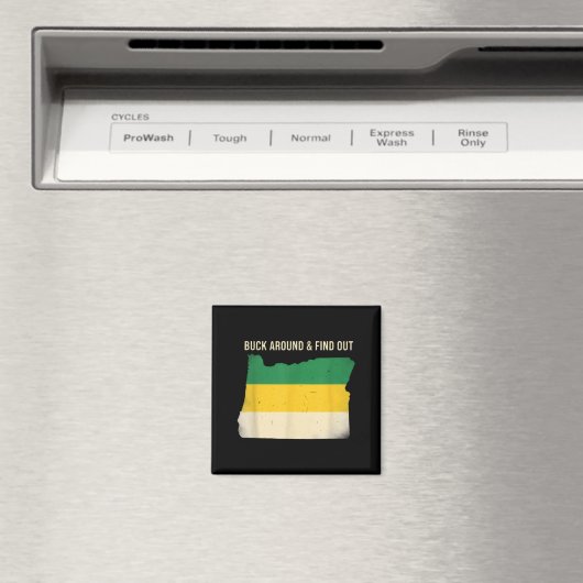 Buck Around Oregon Map Funny Wildlife Adventure Vi マグネット (インサイチュ (食洗機))