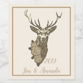 Buck & Buds BOHO Deer ワインラベル (シングルラベル)