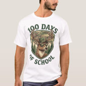 Buck Deer 100 Days of School Camo Student Teacher Tシャツ (正面)