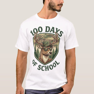 Buck Deer 100 Days of School Camo Student Teacher Tシャツ