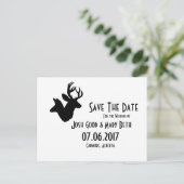 Buck & Doeシルエット、結婚式 ポストカード (スタンド正面)