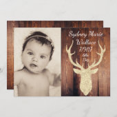 Buck Doe素朴ベビー到着通知カード 案内状 (正面/裏面)