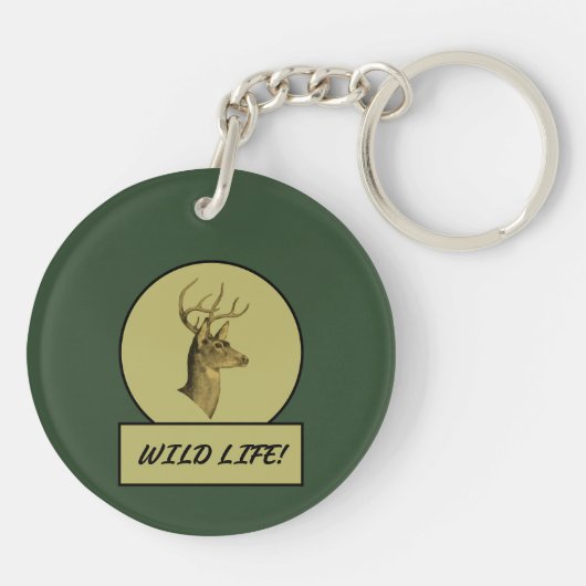 Buck Head Dark Green Acrylic Keychain キーホルダー (裏面)