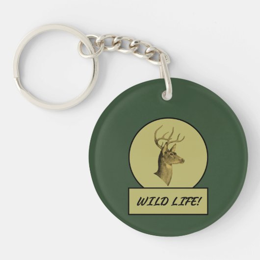 Buck Head Dark Green Acrylic Keychain キーホルダー (正面)