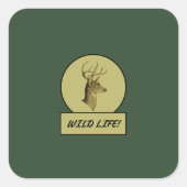 Buck Head Dark Green Stickers スクエアシール (正面)