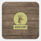 Buck Head Dark Wood Stickers スクエアシール (正面)