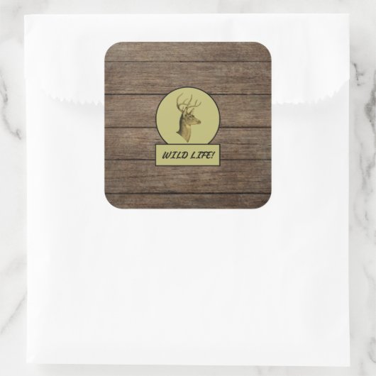 Buck Head Dark Wood Stickers スクエアシール (バッグ)