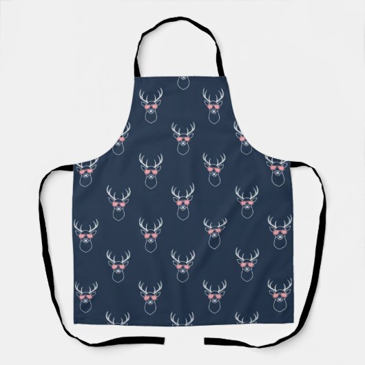 Buck Silhouette on Blue Apron エプロン (正面)