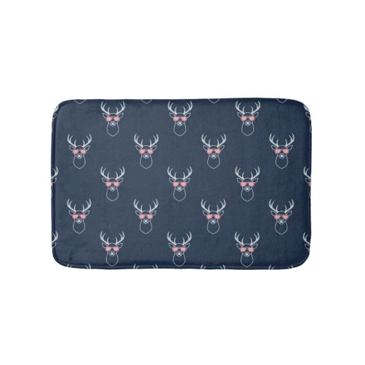 Buck Silhouette on Blue Bath Mat バスマット (正面)